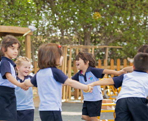 students playing on playground